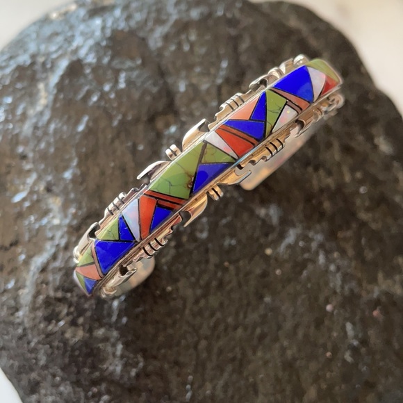 Sold Vintage Navajo A. Francisco Multi Stone Bracelet - Picture 4 of 15